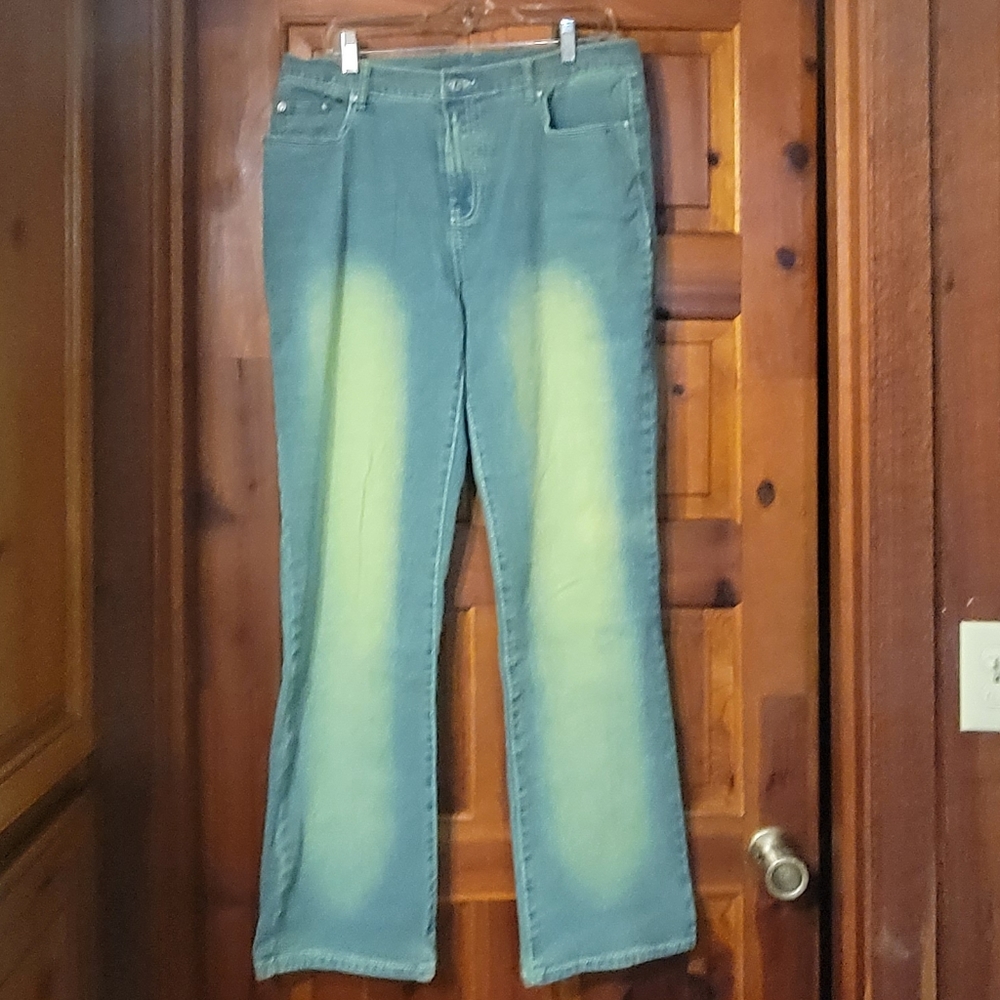 DG2 Sz12 Green faded & blingy jeans.